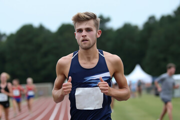 Fototapeta premium Young athlete racing in the afternoon