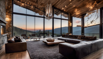 Obraz premium Luxury Mountain House with Warm Modern Design