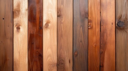 Fototapeta premium An artistic close-up of wooden planks, detailed with varying natural hues, providing an insight into practical creativity and the beauty of wood grain textures.
