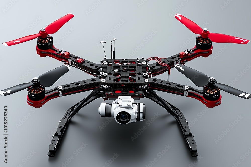 Poster 3D model of a disassembled drone, with each component digitally recreated for reverse engineering purposes, showcasing the precision of the process