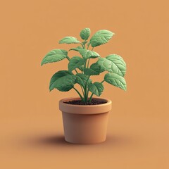 Fototapeta premium 3D Catnip Plant Icon: Favorite Treat for Playful Pets Illustration Logo