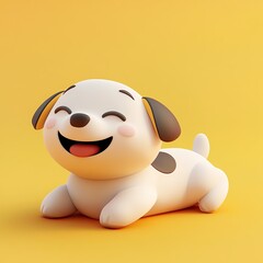 Naklejka premium 3D Dog Rolling Icon: Playful Pet Having Fun Illustration Logo