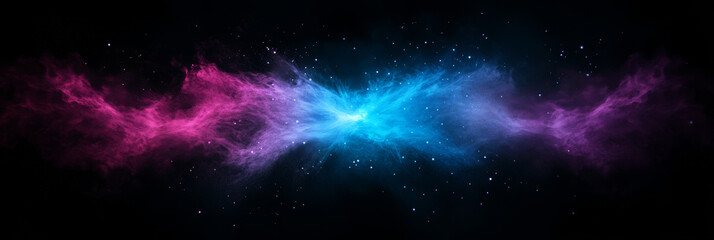 Fototapeta premium Abstract cosmic background with swirling pink and blue nebulae.
