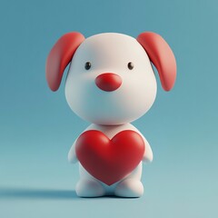 Naklejka premium 3D Dog with Heart Icon: Symbol of Love and Affection Illustration Logo
