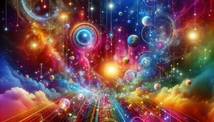 Fototapeta premium Journey through the universe: a kaleidoscope of stellar beauty in digital art.