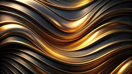 Abstract black and gold wave silk background