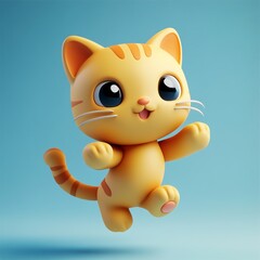 Naklejka premium 3D Playful Kitten Icon: Adorable Pet in Action