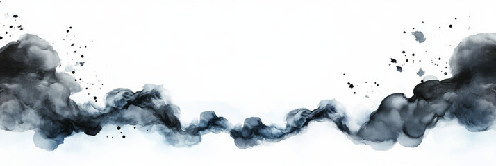 Obraz premium Abstract watercolor background with flowing ink in shades of gray.