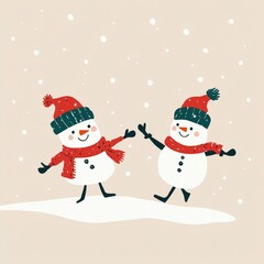 Fototapeta premium Christmas character playing in snow background