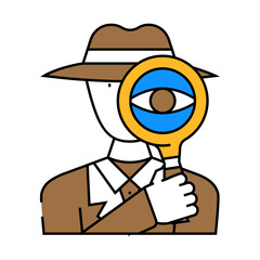 detective search magnifying glass line icon vector. detective search magnifying glass sign. isolated symbol illustration
