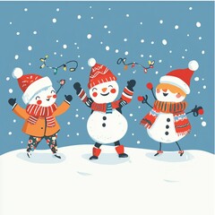 Christmas character playing in snow background