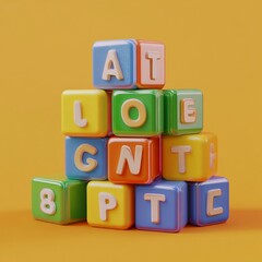 3D Letter Blocks Icon: Educational Toy for Kids