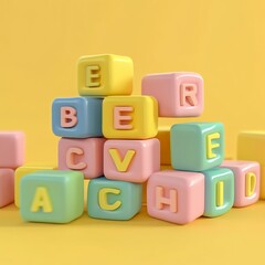 Obraz premium 3D Letter Blocks Icon: Educational Toy for Kids