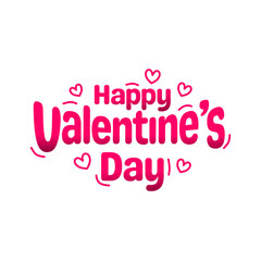 happy valentine's day typography pink with love