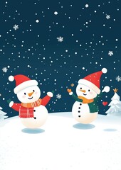 Christmas character playing in snow background