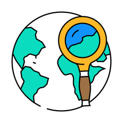 planet search magnifying glass line icon vector. planet search magnifying glass sign. isolated symbol illustration