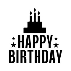 Happy Birthday typography design on plain white transparent isolated background for card, shirt, hoodie, sweatshirt, apparel, tag, mug, icon, poster or badge