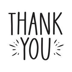 Thank you typography design on plain white transparent isolated background for card, shirt, hoodie, sweatshirt, apparel, tag, mug, icon, poster or badge