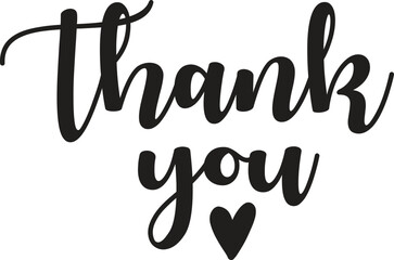 Fototapeta premium Thank you typography design on plain white transparent isolated background for card, shirt, hoodie, sweatshirt, apparel, tag, mug, icon, poster or badge
