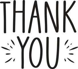 Thank you typography design on plain white transparent isolated background for card, shirt, hoodie, sweatshirt, apparel, tag, mug, icon, poster or badge