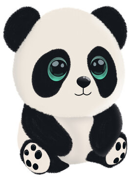 cute panda bear black white clip art preview