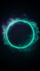 Fototapeta premium Abstract glowing green ring in smoke