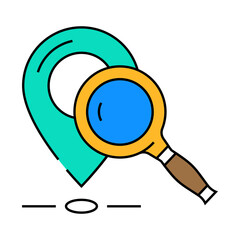 geolocation marker magnifying glass line icon vector. geolocation marker magnifying glass sign. isolated symbol illustration