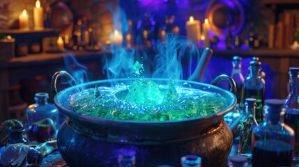 Enchanting Potion in Mysterious Cauldron