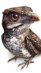Fototapeta premium Common Potoo Bird on White Background, Photo Realistic, Standard Background, Wallpaper, Cover and Screen for Smartphone, PC, Laptop, 9:16 and 16:9 Format