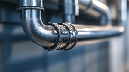 Obraz premium Water pipe pipeline industry equipment tube plumber construction building repair service technology metal drain sewer piping faucet house steel drainage factory gas plastic maintenance connection home