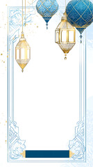 Traditional Arabic Lanterns with Ornate Borders on Beige Background design
