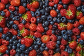 Assorted berries including strawberries, blueberries, and raspberries, perfect for healthy eating and vibrant culinary presentations.