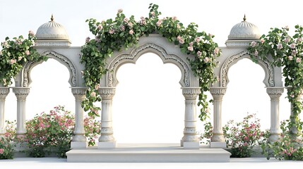 Serene Mughal Garden Scene with Lush Greenery and Historical Structures, İndia 3d rendering Mughal Garden concept 