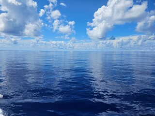 Sky and clouds at the middle of Atlantic Ocean