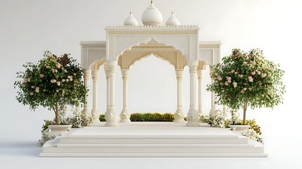 Obraz premium Peaceful Mughal Garden Landscape with Blooming Flowers and Ornate Architecture 