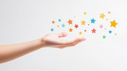 Hand presenting a customer loyalty program for a retention strategy initiative on isolated pure white background illustrating how rewarding loyal customers can enhance business growth