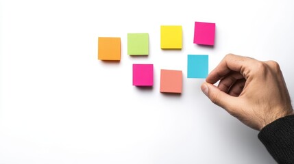 Hand presenting a marketing strategy session for a brand development initiative on isolated pure white background showcasing the importance of effective promotion for business success