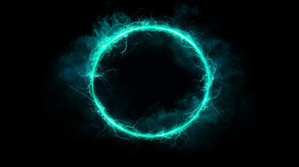 Fototapeta premium Abstract glowing circle on black background.