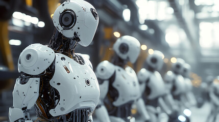 Fototapeta premium Factory floor buzzing with advanced automation and precision robotics in action