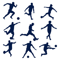 silhouette people playing football collection