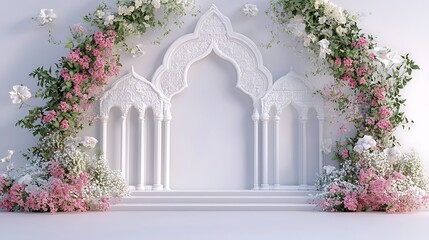 Historic Mughal Garden Featuring Symmetrical Walkways, Water Fountains, and Lush Greenery, Offering a Serene and Peaceful Atmosphere
