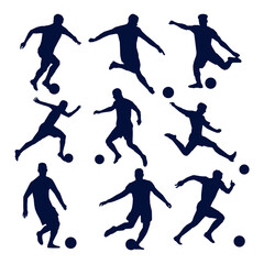 silhouette people playing football collection