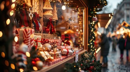Cozy Holiday Market Scene with Festive Decorations