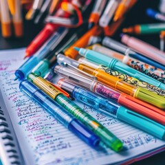 Colorful Pens and Notepad on a Creative Workspace
