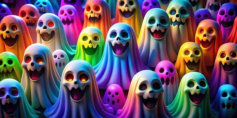 Naklejka premium Printable Ghost Faces for Halloween Decor, Craft Projects, and Spooky Party Invitations or Cards