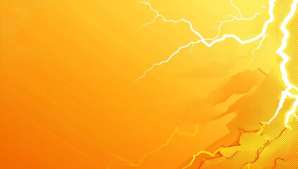 Bright orange background with lightning bolts, creating an energetic vibe.