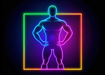 Rectangle Body Shape Outline in Minimalist Style for Fitness and Health Related Concepts and Designs