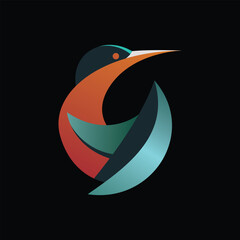 gradient abstract little bird logo vector