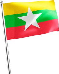 Myanmar realistic 3d flag render