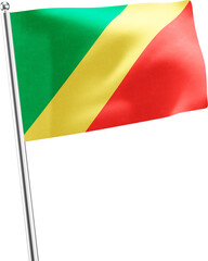 Republic of the Congo realistic 3d flag render



